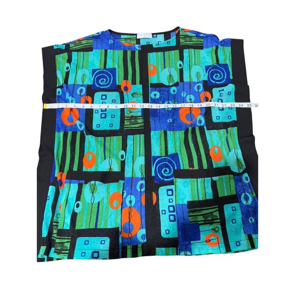 Terra Women's Abstract Print Top Multicolor Short Sleeve Bold Print Artsy Size M - Picture 5 of 8